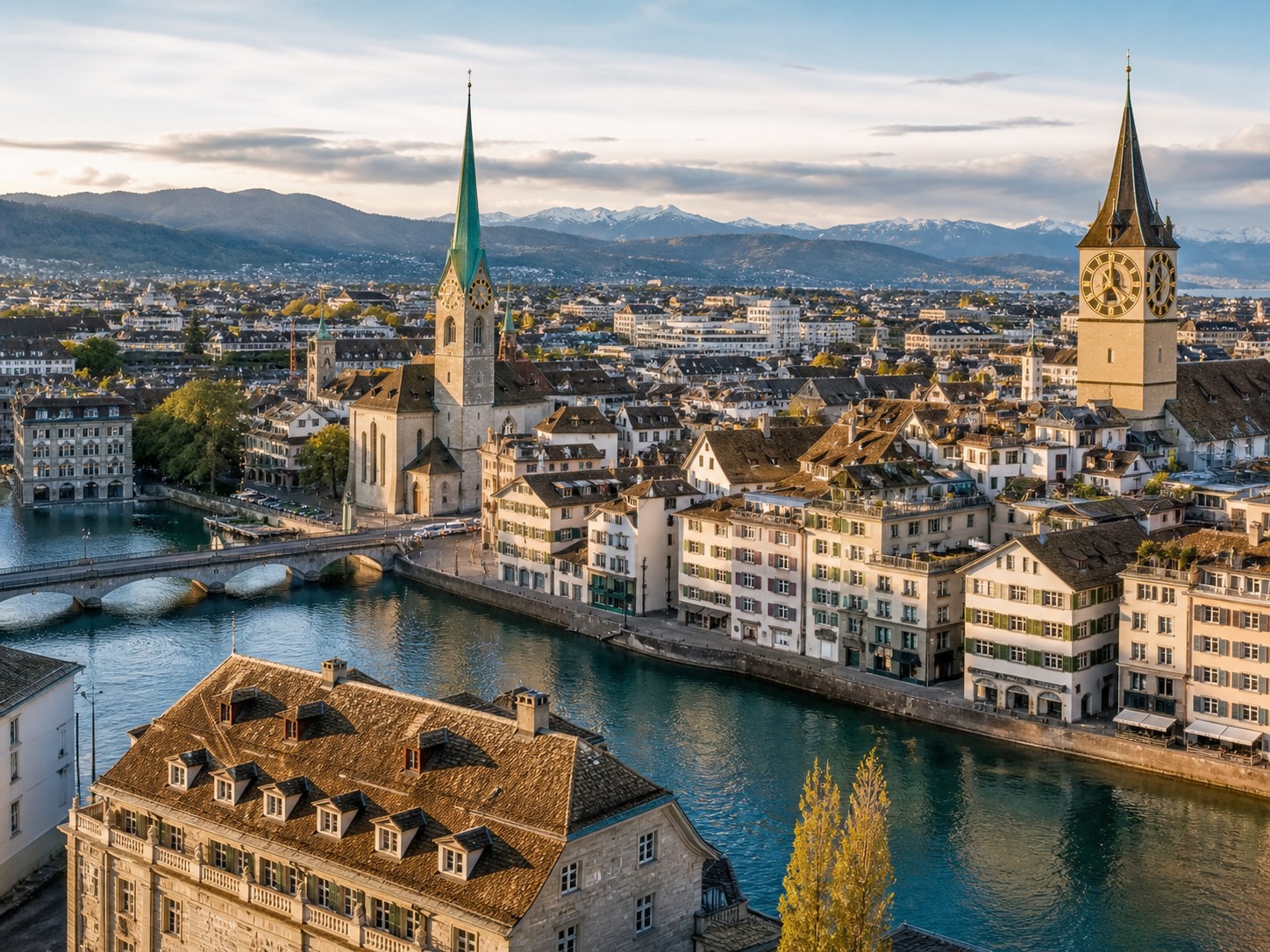 Scenic placeholder view of Zurich's old town